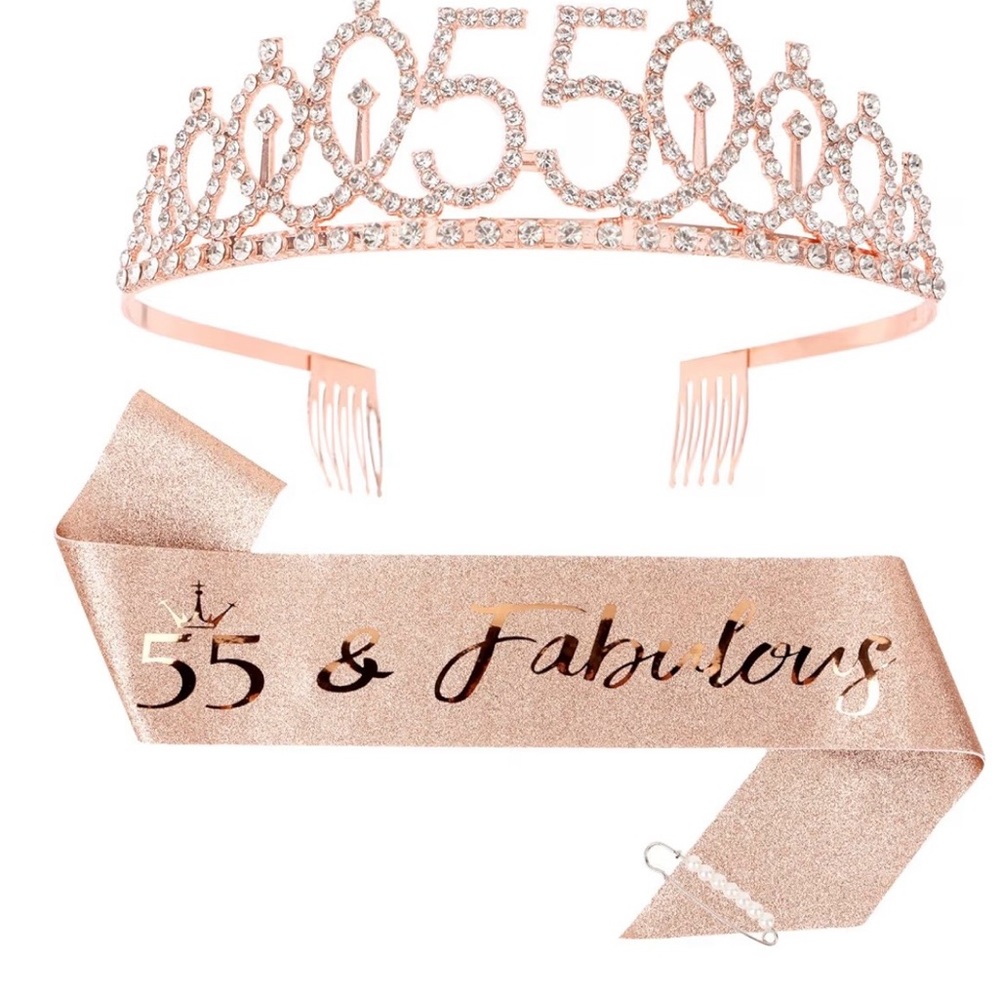 Rose Gold Tiara and Sash Set